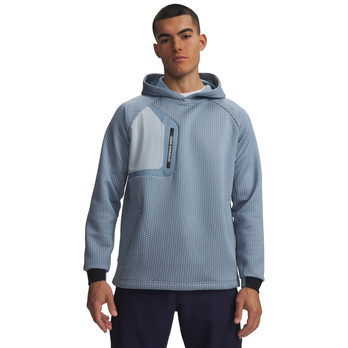 Under Armour Drive Pro Hybrid Men's Golf Hoodie - Blue Wind / White