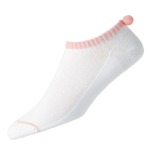 FootJoy Lightweight ProDry Pom Pom Golf Socks White/Pink - FJ Socks | FootJoy | Evolution Golf 