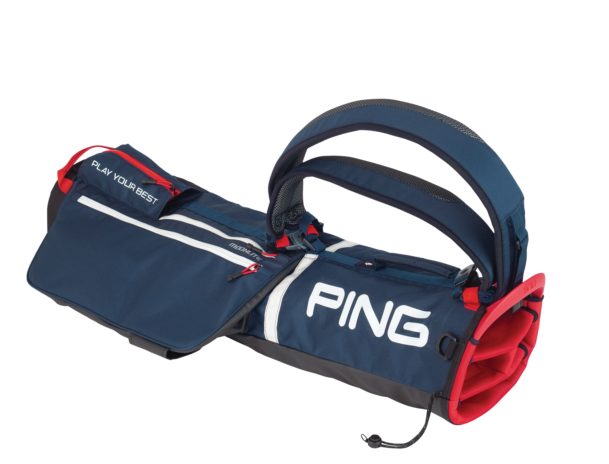 Ping Moonlite Pencil Carry Bag Navy/White/Scarlet - Evolution Golf  | PING | Evolution Golf 